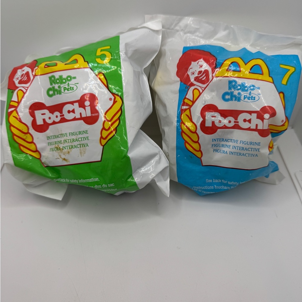 2001 McDonald's Happy Meal Toy Robo-Chi Pets Interactive Figures #5 #7 Poo-Chi